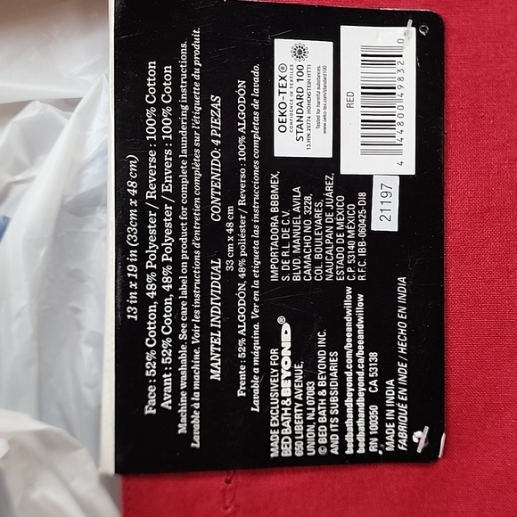 Set of 4 Dark Red Placemats - Picture 4 of 5